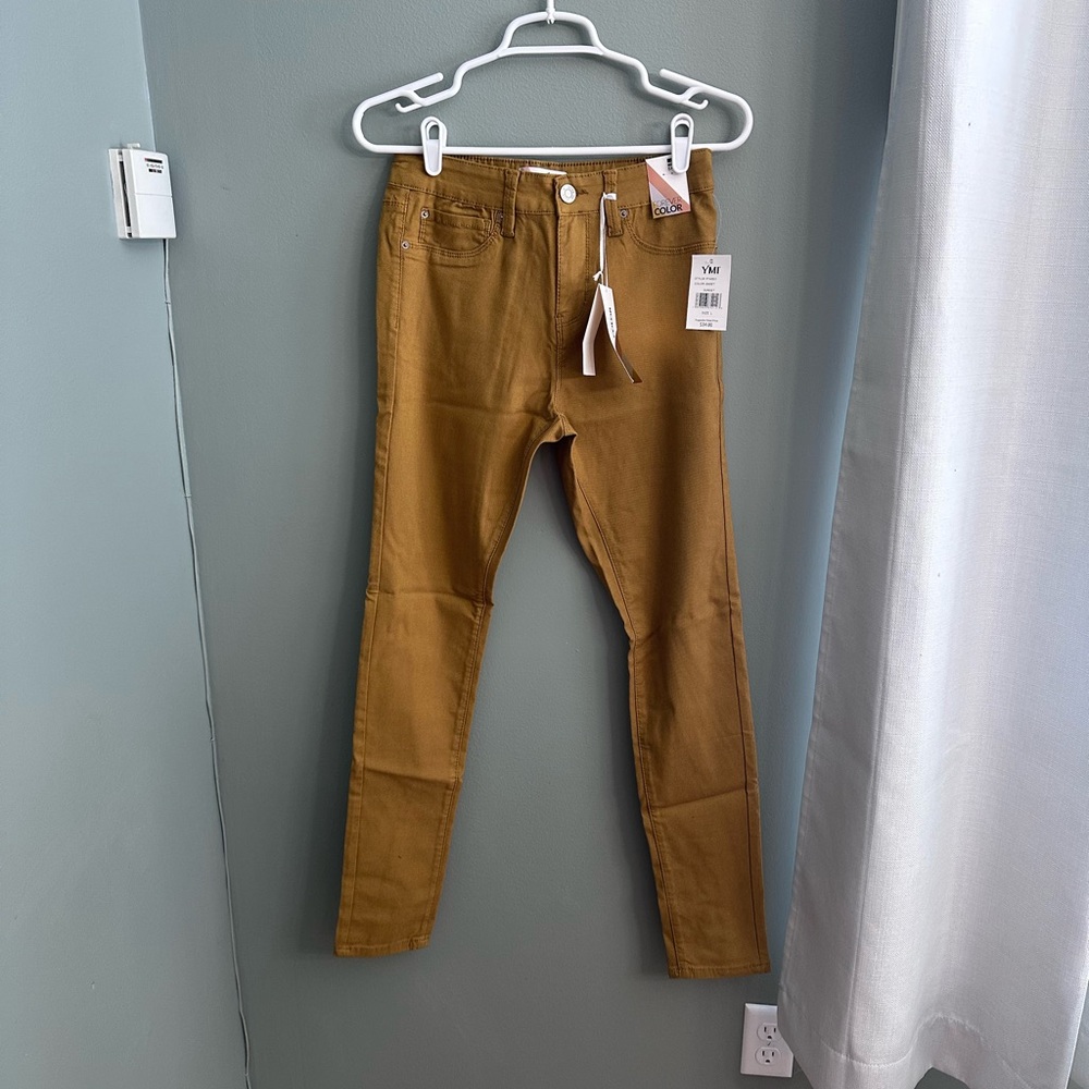 YMI Women's Mid-Rise Skinny Jeans in Mustard